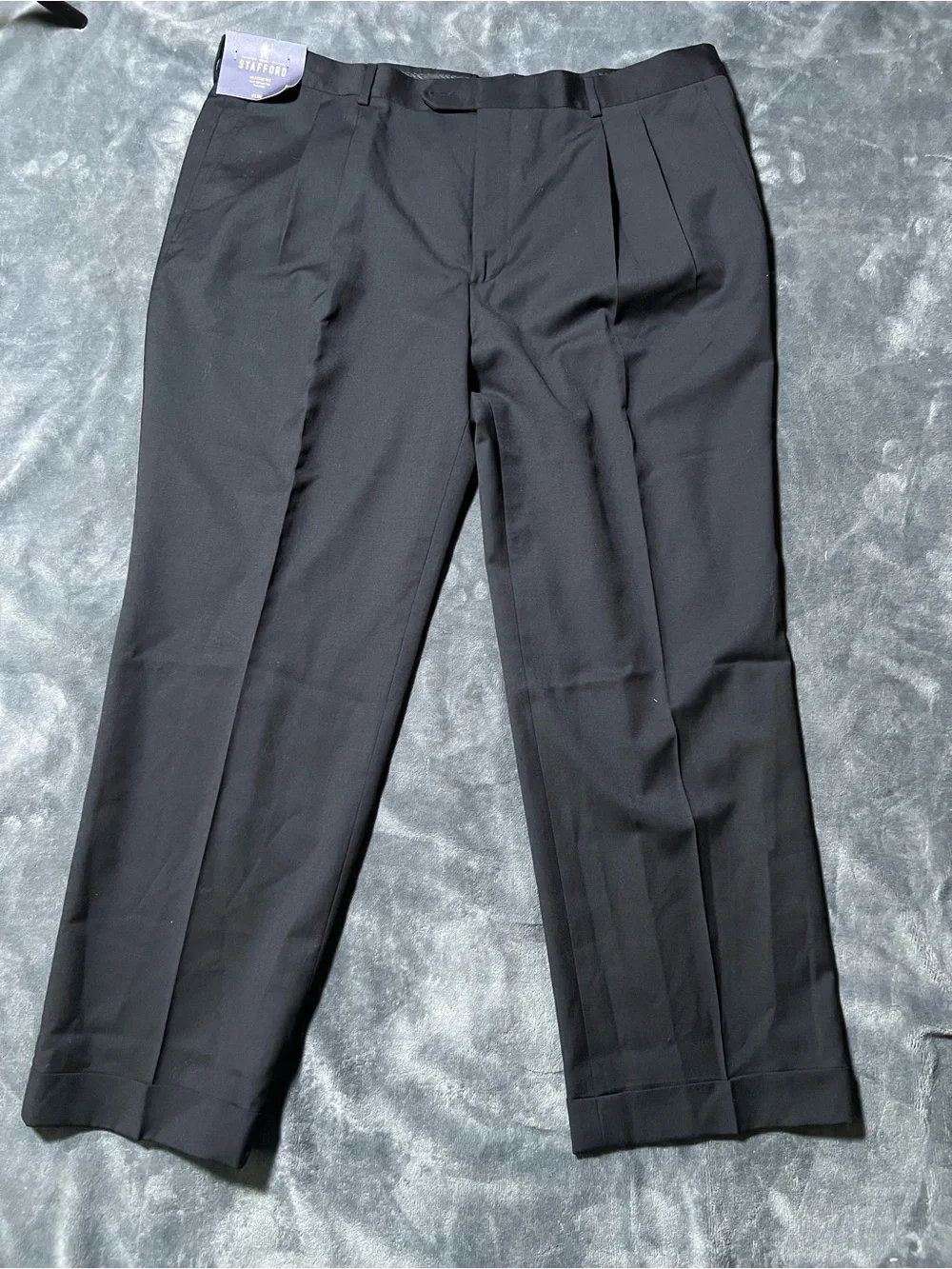 Stafford Executive Wool Classic Fit Suit Dress Pants Men 40x29 Black Pleated NEW